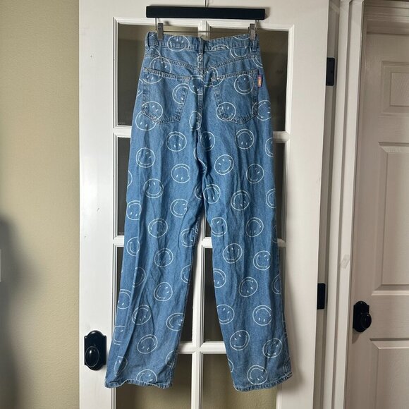 H&M x SMILEY Wide Leg Denim Jeans with Smiley Faces Size 2 - Picture 5 of 11